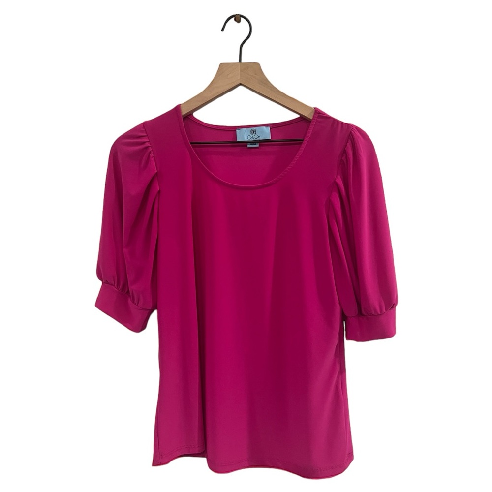 Hot Pink Balloon Sleeve Blouse - NWOT